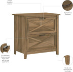 Bush Home Key West 2 Drawer Lateral File Cabinet in Reclaimed Pine, Document Storage for Home Office, Accent Chest with Drawers
