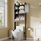 ZENY Over The Toilet Storage Cabinet, Bathroom Organizer with Adjustable Shelf and Double Doors, Freestanding Bathroom Space Saver Toilet Rack (Brown)