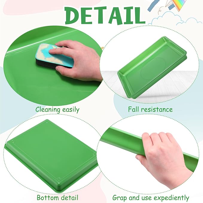 Hoteam 10 Pcs Flat Storage Organizer Tray Bin Letter Size Paper Tray for Classroom Plastic Stackable File Organizer for School Office Teacher Book Organization(Green,16.14 x 11.81 x 1.38 Inch)