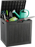 Outdoor Storage Box, Resin Deck Boxes Indoor and outdoor, Waterproof Storage Box Lockable Lid (Black,32 Gallon)