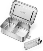 47oz Stainless Steel Bento Box for Adults, 3-Compartment Lunch Box with 2 Removable Dividers, Leak-Proof Metal Food Container, BPA-Free, Dishwasher Safe for Meal Prep, Work, Travel