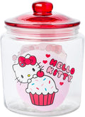Silver Buffalo Sanrio Hello Kitty Cookie Glass Jar with Lid, 4” x 4” x 6”
