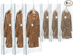 TAILI Hanging Vacuum Sealer Storage Space Saver Bags for Clothing, Suits and Jackets, Closet Organizers, Wider Sides (3 Long, 3 Short) Cream