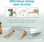 Ivation Retractable Wall Mounted Clothes Drying Rack, 40" Foldable Laundry Drying Rack for Clothing | Collapsible Space-Saving Design & 5 Rods | Easy Installation with Hardware & Wall Template (White)