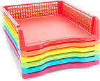 Bright Creations Classroom Turn in Trays - 6-Pack, Letter Size, 12.75 x 9.75 x 2.75 in, Rainbow Plastic - Teacher Supplies & Classroom Must Haves - Stackable Paper Organizer & Homework Trays