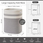 OIAHOMY Laundry Hamper, Tall Cotton Decorative Blanket Storage Basket with Handles for Living room,Collapsible Large Baskets for Toys,Pillows,Clothes Organizer-16x13x22in-Gray