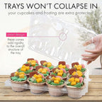 LotFancy (12 Count x 12 Sets) Cupcake Containers with 144 Liners, Thick Plastic Cupcake Boxes Holders, BPA Free, Disposable Cupcake Carrier with Detachable Tall Dome Lid