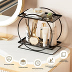 2 Tier Perfume Organizer for Dresser, Black Gold Perfume Makeup Perfume Stand Organizer for Vanity, Cosmetics Ideal Gift for Perfume Lovers-Black
