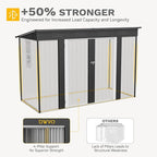 DWVO 9' x 4' Outdoor Storage Shed with Windows, Lockable Double Doors, Sloped Roof, Heavy-Duty Steel Shed for Garden & Patio, Large Backyard Tool Organizer, Dark Gray
