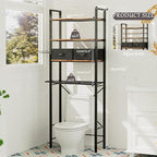 homyfort Over The Toilet Storage Cabinet, 4-Tier Bathroom Shelves Over Toilet, Easy Installation with Drain Basket, X Shape Side Guardrail, Freestanding Toilet Rack for Balcony, Laundry