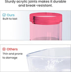 OfficeGoods 3-Tier Stackable Acrylic Holder- Stylish Desk Organizer and Storage for Office or Home – Transparent Round Design, Pink with Silver Metal Base