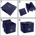 Navy blue Fire Proof File Box for Documents - Portable Fireproof Document Organizer Box with Handle Waterproof Safe Locking Folder Storage with Lid