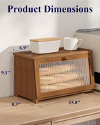 Kitsure Bamboo Bread Box Single Layer Kitchen Countertop Storage Organizer Natural Brown