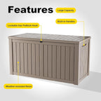 180 Gallon Deck Box Outdoor, Waterproof Outdoor Storage Boxes with Lids, Outside Resin Lockable Storage Box for Patio Cushions, Garden Tools(Grey)