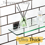 KOKOSIRI Tempered Glass Shelves 16-Inch Bathroom Floating Shelf Kitchen Hanging Rack for Shower Storage, Oil Rubbed Bronze Stainless Steel B1107ORB-L16