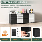 3 Drawer File Cabinet with Lock,Under Desk Rolling Small Filing Cabinet for Home Office Storage,Mobile Steel Cabinets with Wheels,Fully Assembled,Black