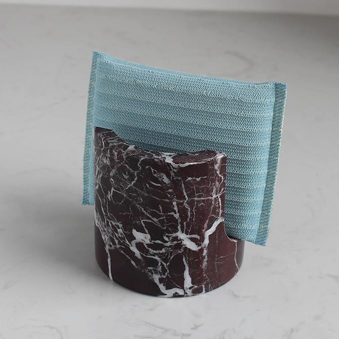 Natural Marble Travertine Sponge Holder for Kitchen Counter, Drying Rack, Sponge Caddy for Sink Organizer - Rosa Levanto Marble