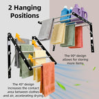 Wall Mounted Drying Rack for Laundry, 13”-23” Retractable Clothes Drying Rack, Space Saving Drying Rack Clothing with 5 Stainless Steel Rods Bathroom, Apartments, Black