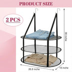 2Pcs 3 Tier Drying Rack, Foldable Hanging Over The Door Drying Rack Clothing, Clothing Racks for Hanging Clothes, Laundry Room Organization, Portable for Laundry Room, Dorms (Black)