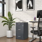 Staples 3-Drawer Vertical File Cabinet, Letter Size Documents, Lockable & Mobile, 18.9" D x 14.3" W x 26.8" H, Charcoal