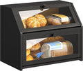 BMOSU Farmhouse Bread Box for Kitchen Countertop Bread box Double Layer Bamboo Wooden Extra Large Capacity Bin Kitchen Food Storage Container(Black)
