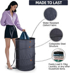 BATTOO Collapsible Laundry Baskets- Foldable Hamper for Laundry Extra Large Pop Up Laundry Hamper 107L with Long Straps Drawstring Clothes Hamper for Bathroom, Campout, Dorm or Travel Navy