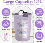 2Pack 125L Extra Large Laundry Baskets, Collapsible Laundry Hamper with Soft Handles, Dirty Clothes Basket in 600D Oxford Fabric, Sturdy Clothes Hampers for Travel, Family, Purple + Pink