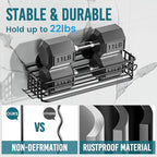 TAILI Shower Caddy Suction Cup 2 Pack with Hooks & Soap holder, Heavy Duty Shower Organizer for Bathroom, No Drilling Bathroom Organizer with Large Capacity, Black Metal Storage Basket