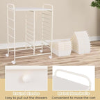 LUARANE Rolling Cart with 15 Drawers, Craft Storage Cart with Portable Handles & Lockable Wheels, Mobile Toys Organizer, Large Capacity Utility Drawer Cart Home Office School Teacher (White)