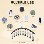 Legging Organizer for Closet, Metal Yoga Pants Hangers 4 Pack w/10 Clips Holds 40 Leggings, Space Saving Hanging Closet Organizer w/Rubber Coated Closet Organizers and Storage, Black