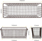 2 Sets Extra Large Hanging Wall Basket, Brown Metal Wire Baskets with Steel Hooks for Organizing, WallmountedFruit Vegetable Toy Snack Storage, Home Kitchen Bathroom Laundry Pantry Organizer