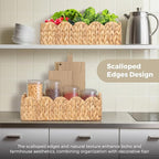 2Pcs Toilet Tank Basket for Bathroom, Handwoven Water Hyacinth Scalloped Countertop Storage Basket, Scalloped Edge Wicker rectangle Basket for Toilet Paper Baskets, Vanity, Entryway or Living Room ...