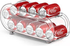 Auto-Rolling Soda Can Organizer for Refrigerator/Fridge, UpgradedSoda Can Dispenser & Holder for Pantry Storage 10 Standard Size 12oz/ 11.2oz/ 355ml/ 330m Drink Short Cans (Clear)