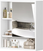 ChooChoo Bathroom Wall Mirror Cabinet, Medicine Cabinet with Single Door and Adjustable Shelf, Over The Toilet Space Saver Storage Cabinet, White