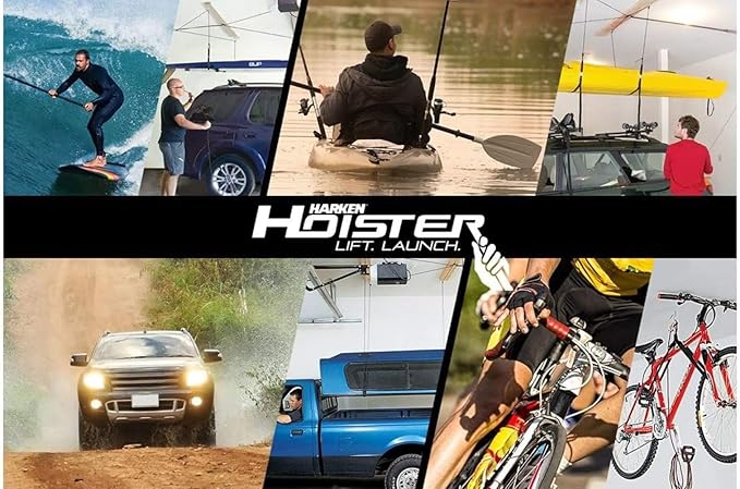 HARKEN Hoister - Bikes & Overhead Garage Storage Hoist System (45lb Capacity, 16ft Ceiling), Space-Saving Organization, Easy One-Person Operation, Safe Anti-Drop, Self-Leveling - model 7800.16