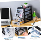 Angoily 4 Drawer Desk Organizer, Plastic Home Office Storage Organizer, Makeup Organizer Storage Station Cube, Cosmetics Jewelry Storage Box, 4 Drawer for Bathroom, Desk, Office (8.31x5.98x9.92 Inch)