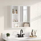 ChooChoo Bathroom Wall Mirror Cabinet, Medicine Cabinet with Single Door and Adjustable Shelf, Over The Toilet Space Saver Storage Cabinet, White