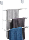 3-Tier Over The Door Towel Rack, Durable Stainless Steel 16 Inch Towel Hanger & Holder, No Drilling Tool-Free Install, Fits 1.5 Inch Standard Bathroom/Shower Door, Space Saving Hanging Storage
