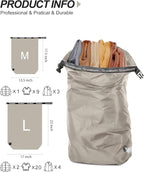 Travel Laundry Bag, Pump Free Vacuum Storage Bag Reusable Compression Dirty Clothes Travel Bag Waterproof Wet Dry Bags Large Capacity Space Saver Bags Camp Clothes Organizer (1 Pcs)(Gray, L)