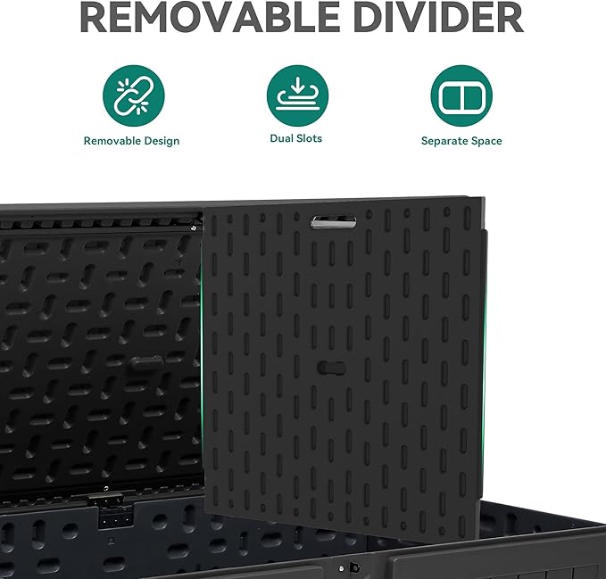 YITAHOME 220 Gallon Double-Wall Deck Box with Divider & Side Handles, Outdoor Large Storage for Patio Furniture Cushions, Garden Pool Accessories, Water Resistant & Lockable(Black)