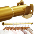 Mavivegue Closet Rod, 17 to 43 Inch Gold Adjustable Closet Rods for Hanging Clothes, Hanging Rod for Closet Wardrobes Laundry RV, Bathroom