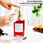 Coffee Syrup Dispenser for Bar, Glass Syrup Bottle with Pump, Coffee Pump Dispenser Bottle, Spoon for Station,16.9 oz, 500 ml