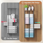 Towel Racks for Bathroom Wall Mounted, Upgraded Bathroom Towel Holder Bath Storage Rack for Rolled Towel, Small Towels, Folded Towels, Rustic Organizer Rack with Shelf, 34Inch