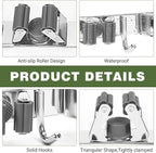 Broom Holder Wall Mount, Broom Organizer Wall Mount Stainless Steel Broom and Mop Hanger Heavy Duty Storage Organization for Home Kitchen Garden Garage Room 5 Racks 4 Hooks (1Pack)(Grey Racks)