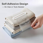 6 Pack Self-Adhesive Clothes Organizer Straps, Reusable Clothing Storage Bands for Shirts & Towels, Fabric-Safe Closet Organizer Straps for Drawer & Luggage Packing (Combo Pack, 2 Small+2 Medium+2 Large)