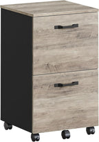 VASAGLE 2-Drawer File Cabinet, Small Rolling Filing Cabinet for Home Office, Printer Stand, for A4, Letter-Size Documents, 15.7 x 16.5 x 27.6 Inches, Heather Greige and Ink Black UOFC040B02