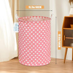 LANGYASHAN Laundry Basket Canvas Fabric Collapsible Organizer Basket for Storage Bin Toy Bins Gift Baskets Bedroom Clothes Children Nursery Hamper (pink heart)
