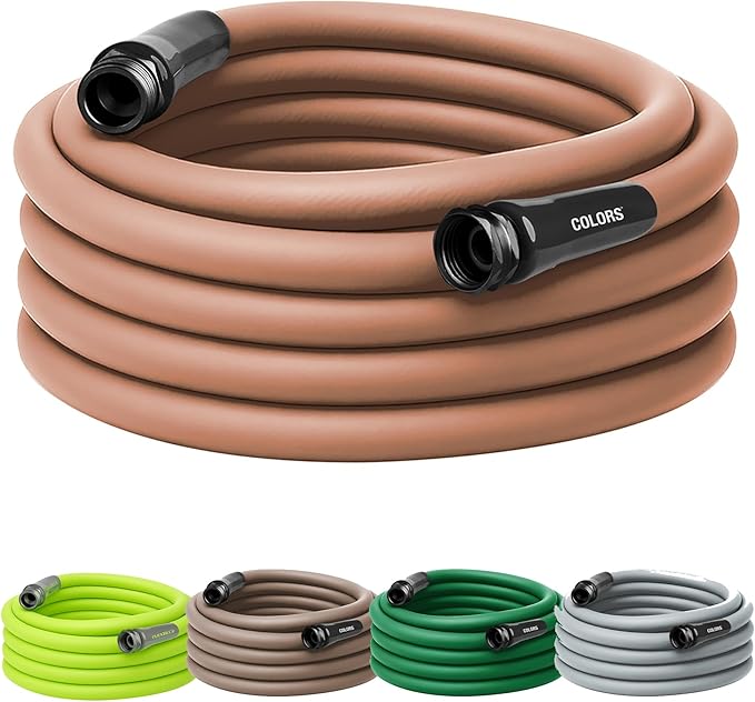 Flexzilla Colors Garden Hose 5/8 in. x 50 ft., Lightweight All-Weather Water Hose, Durable and Flexible, Leak-Free Connections, Red Clay