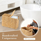 Toilet Paper Storage Basket with Lid, Water Hyacinth Toilet Paper Holder, Wicker Organizer Basket for 6 Mega Rolls, Decor Storage for Home, Bathroom, Living Room
