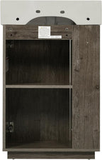 21.6" Small Fluted Bathroom Vanity with Sink,Soft Closing Doors and Storage Shelves,Natural Wood Single Bathroom Sink Cabinet Combo Freestanding,Dark Grey